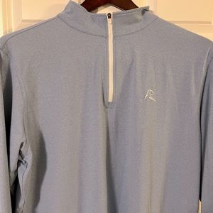 Rhoback Quarter Zip - Light Blue with white dog logo and white collar